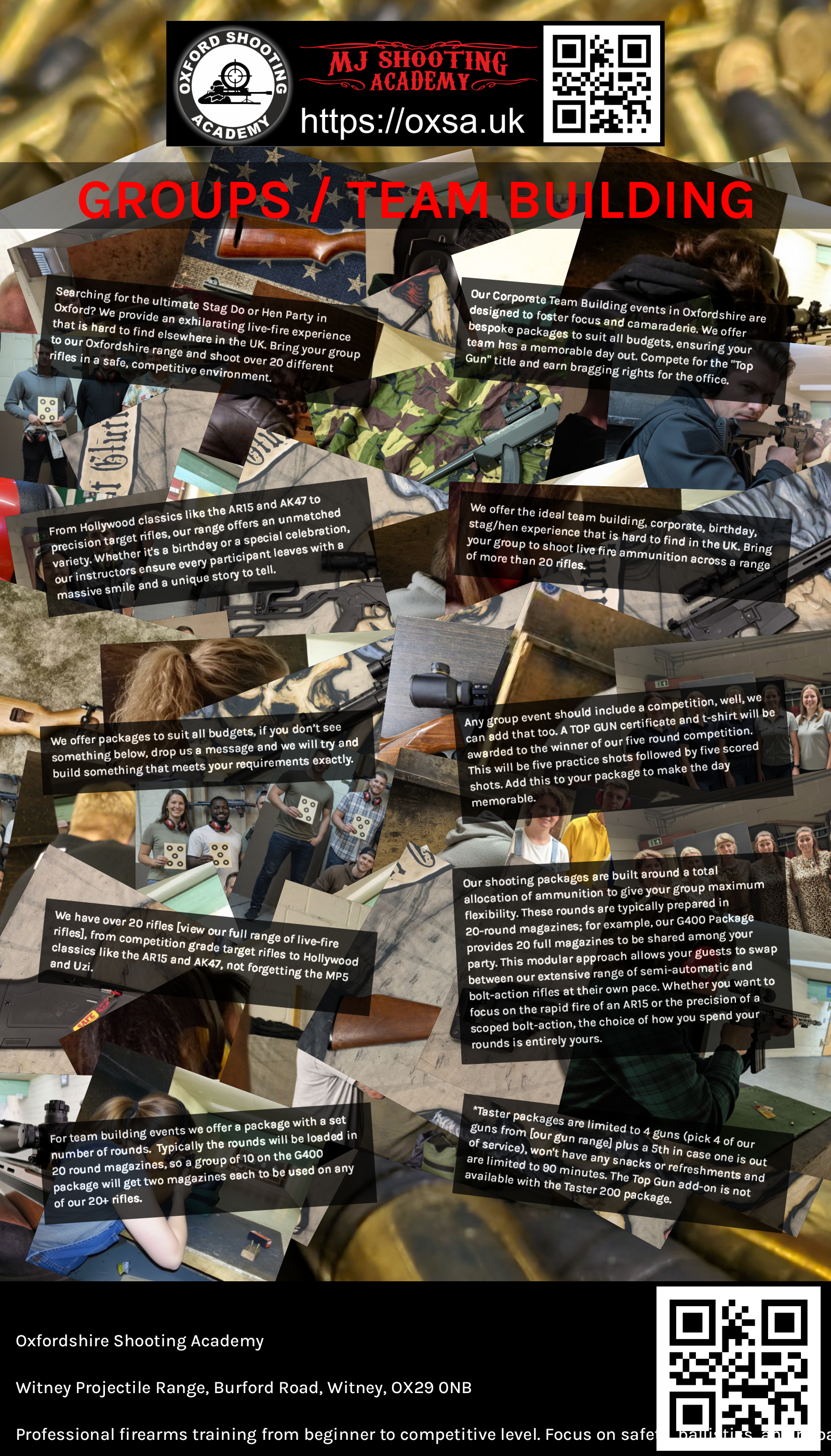 Firearms training session using various sporting firearms