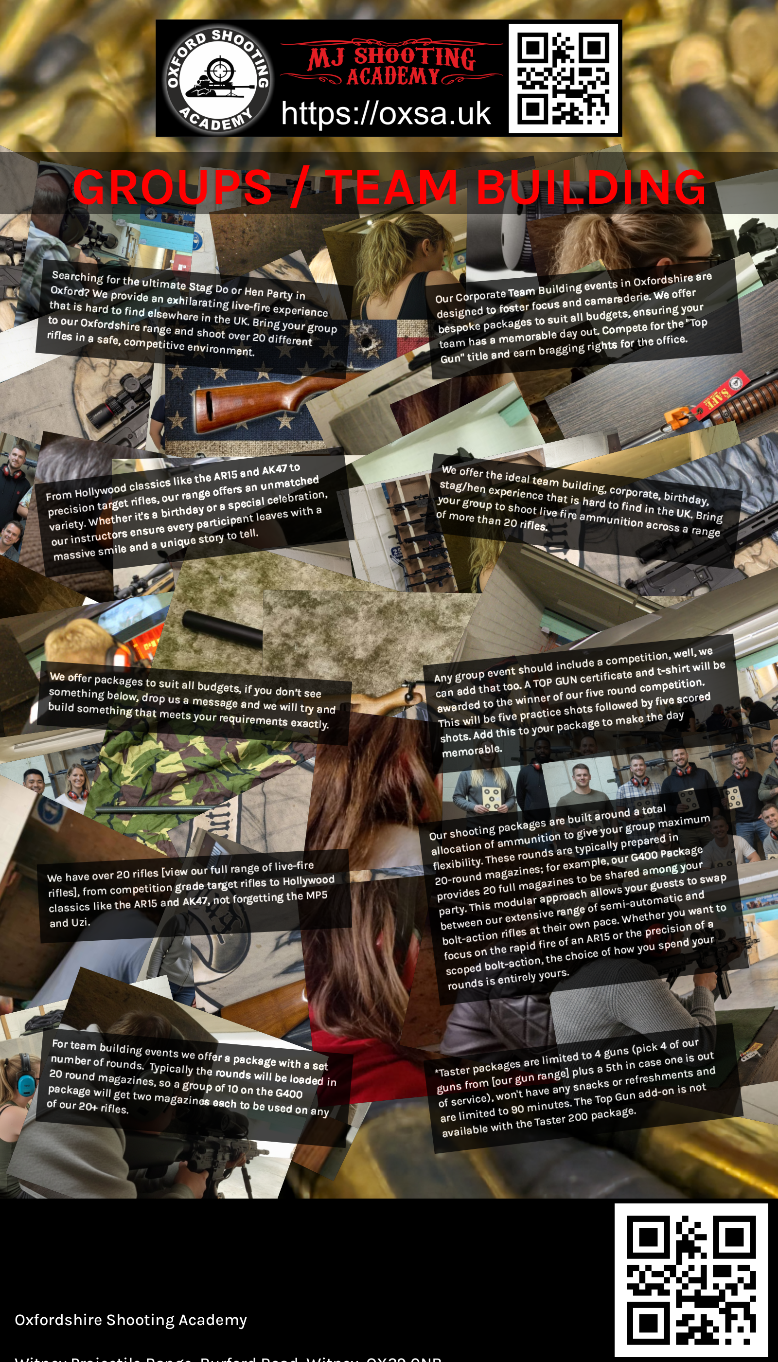 Firearms training session using various sporting firearms