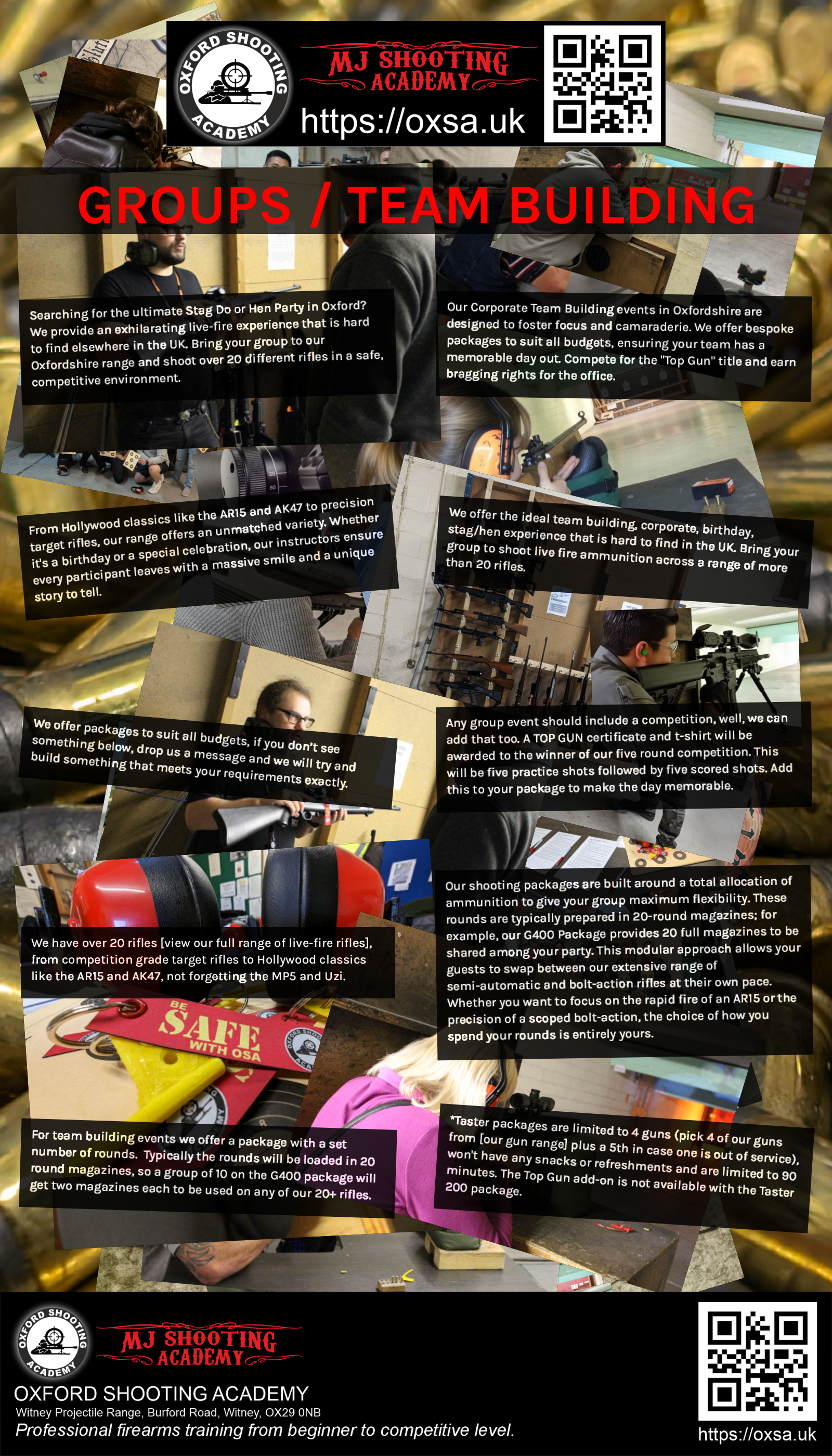 Firearms training session using various sporting firearms