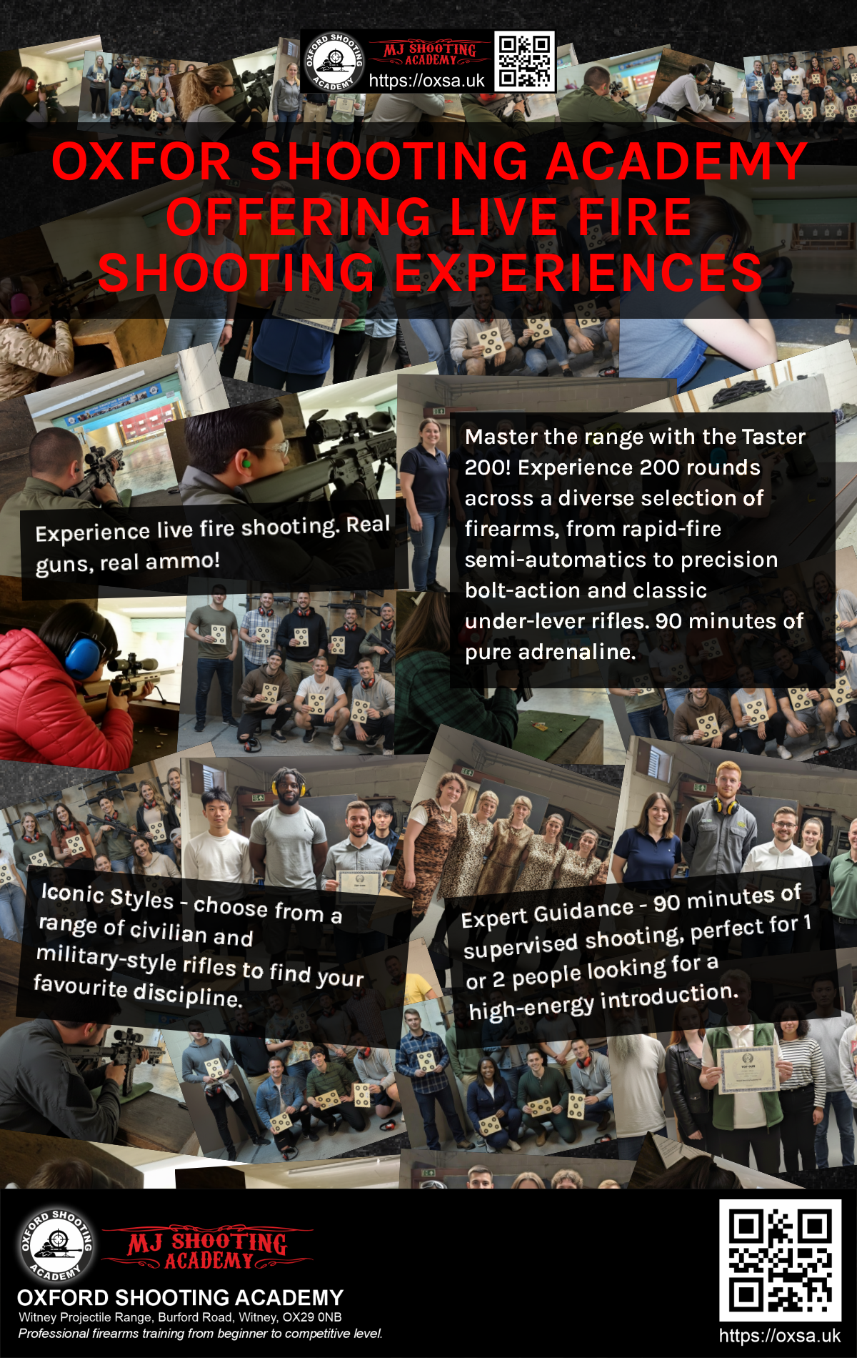 Firearms training session using various sporting firearms