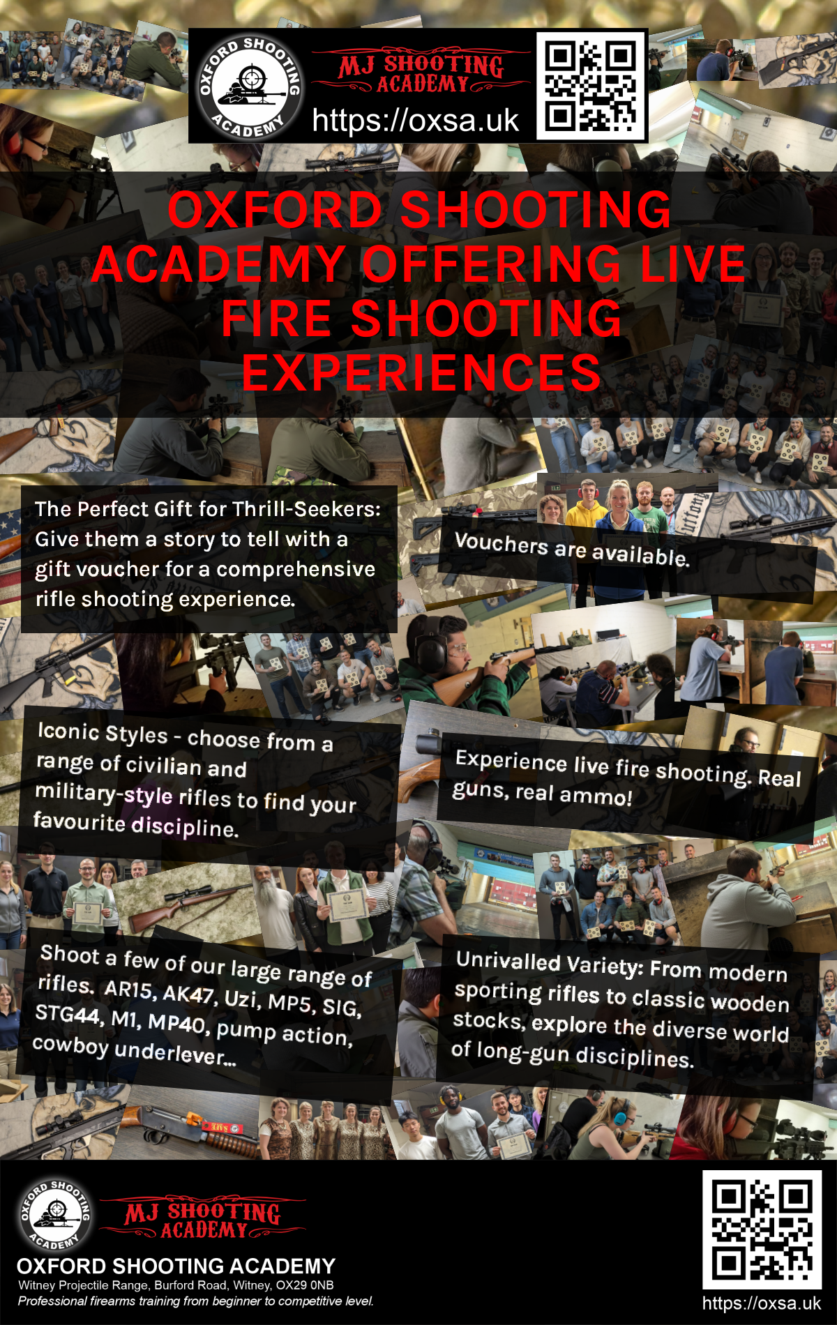 Firearms training session using various sporting firearms