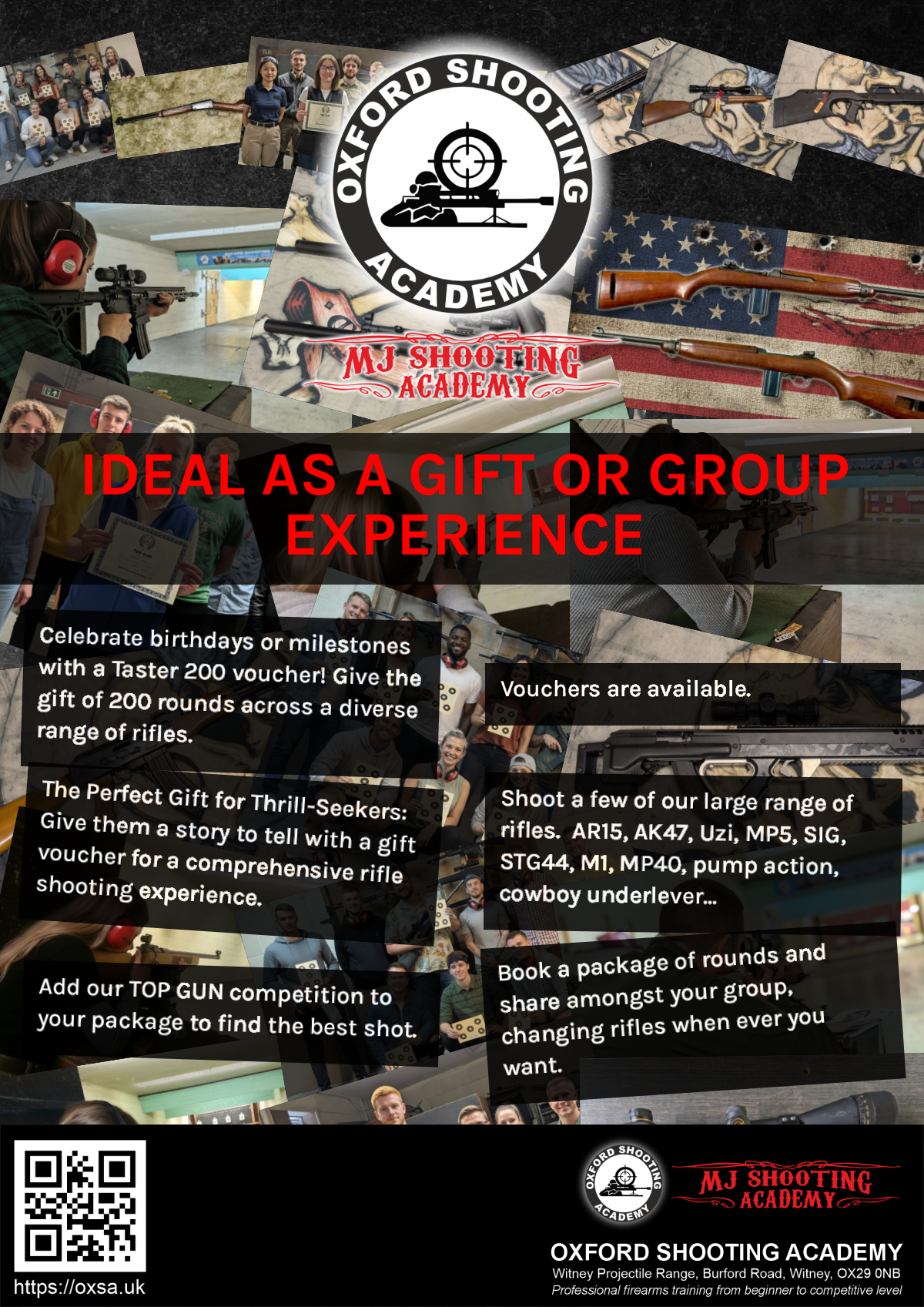 Firearms training session using various sporting firearms