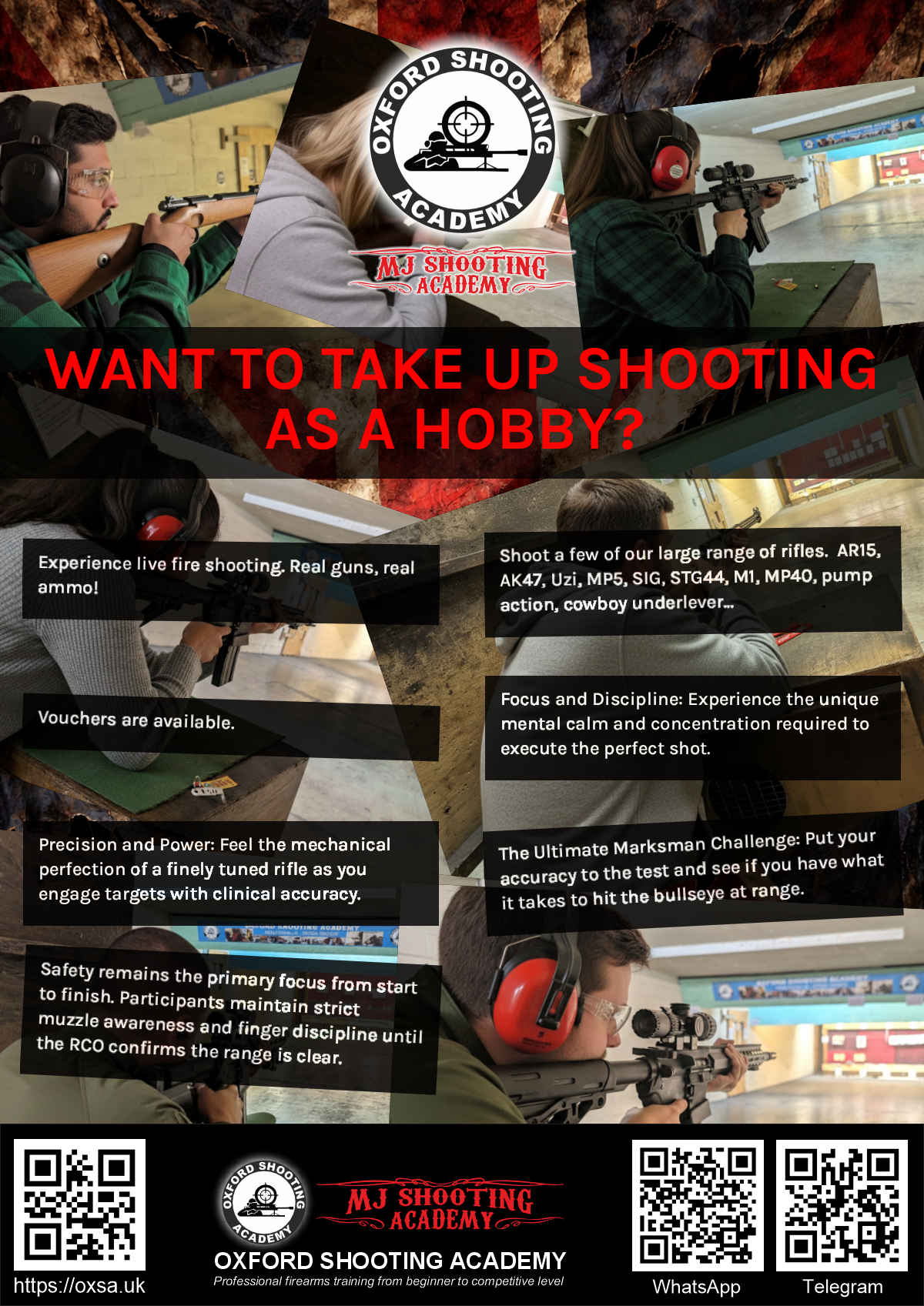 Firearms training session using various sporting firearms