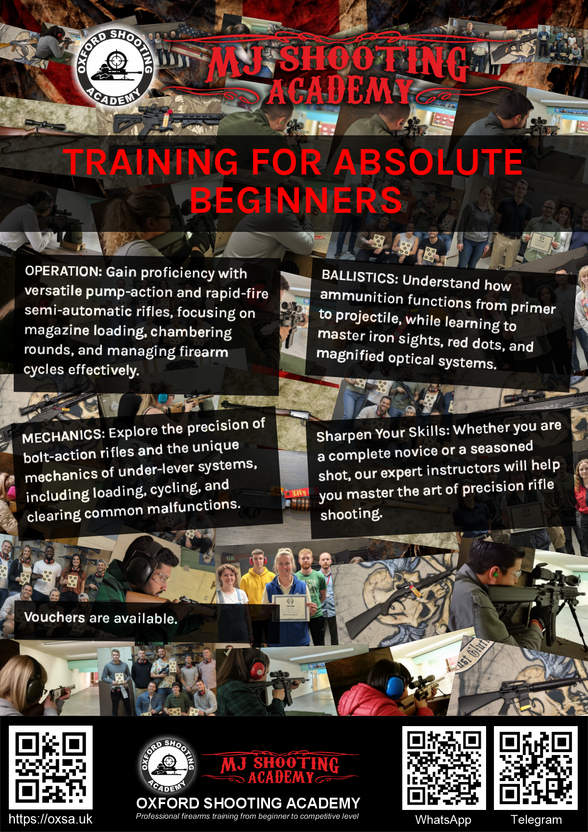 Firearms training session using various sporting firearms