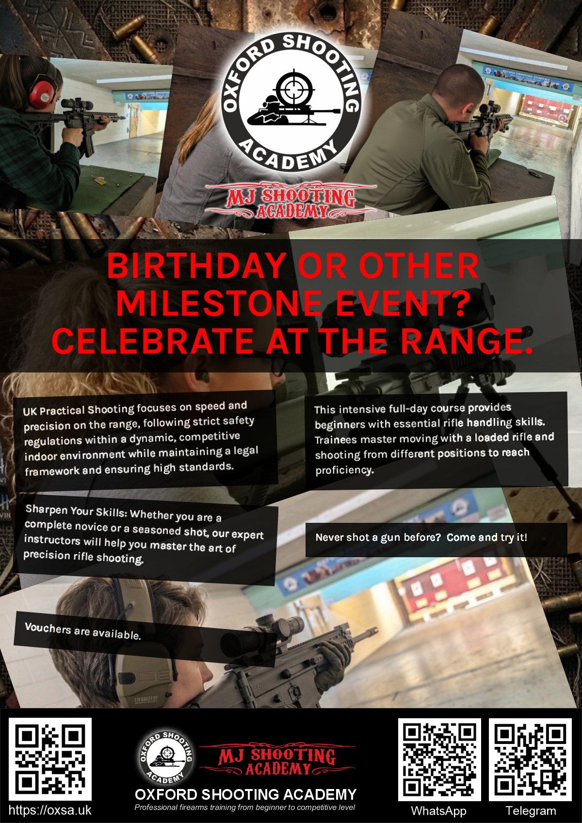 Firearms training session using various sporting firearms