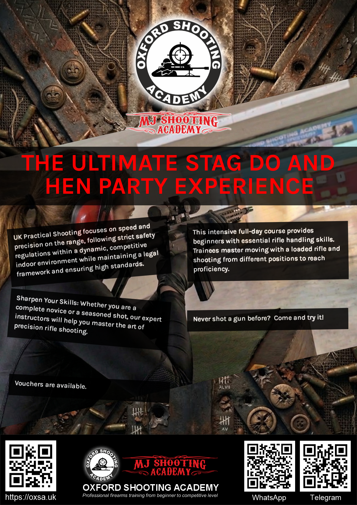 Firearms training session using various sporting firearms