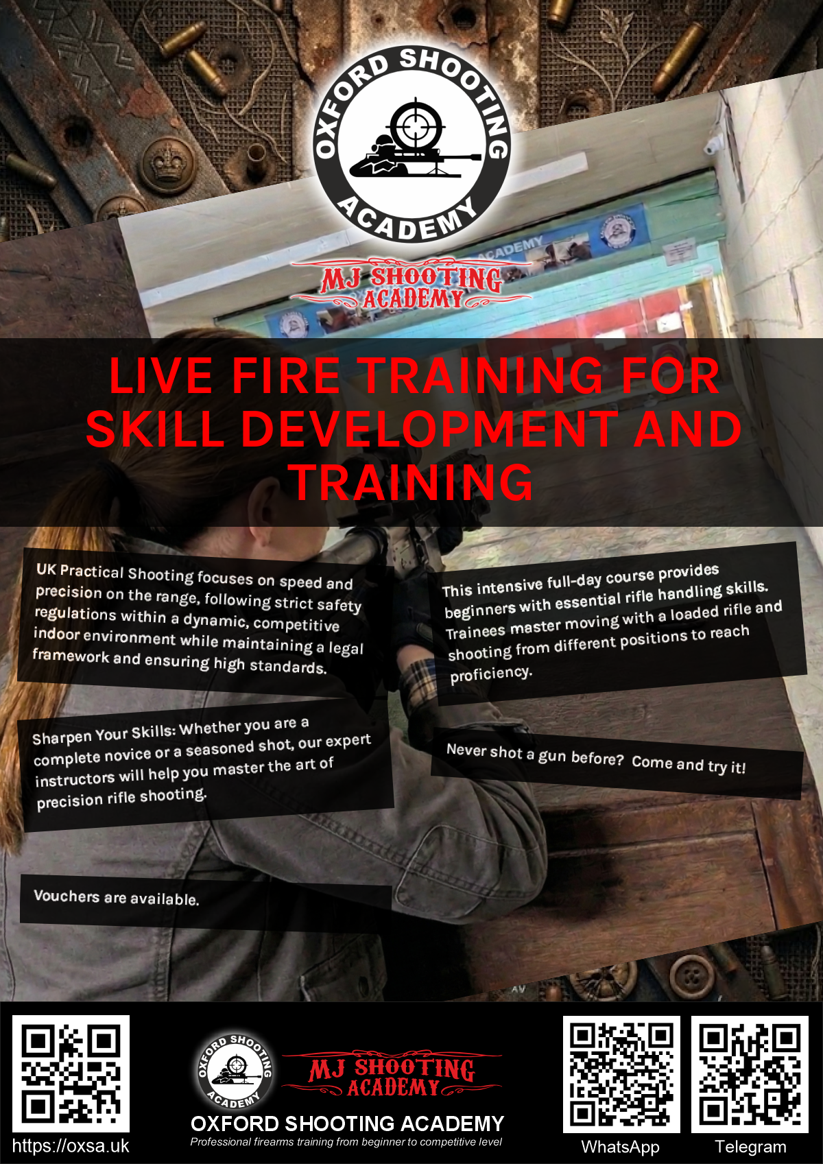 Firearms training session using various sporting firearms