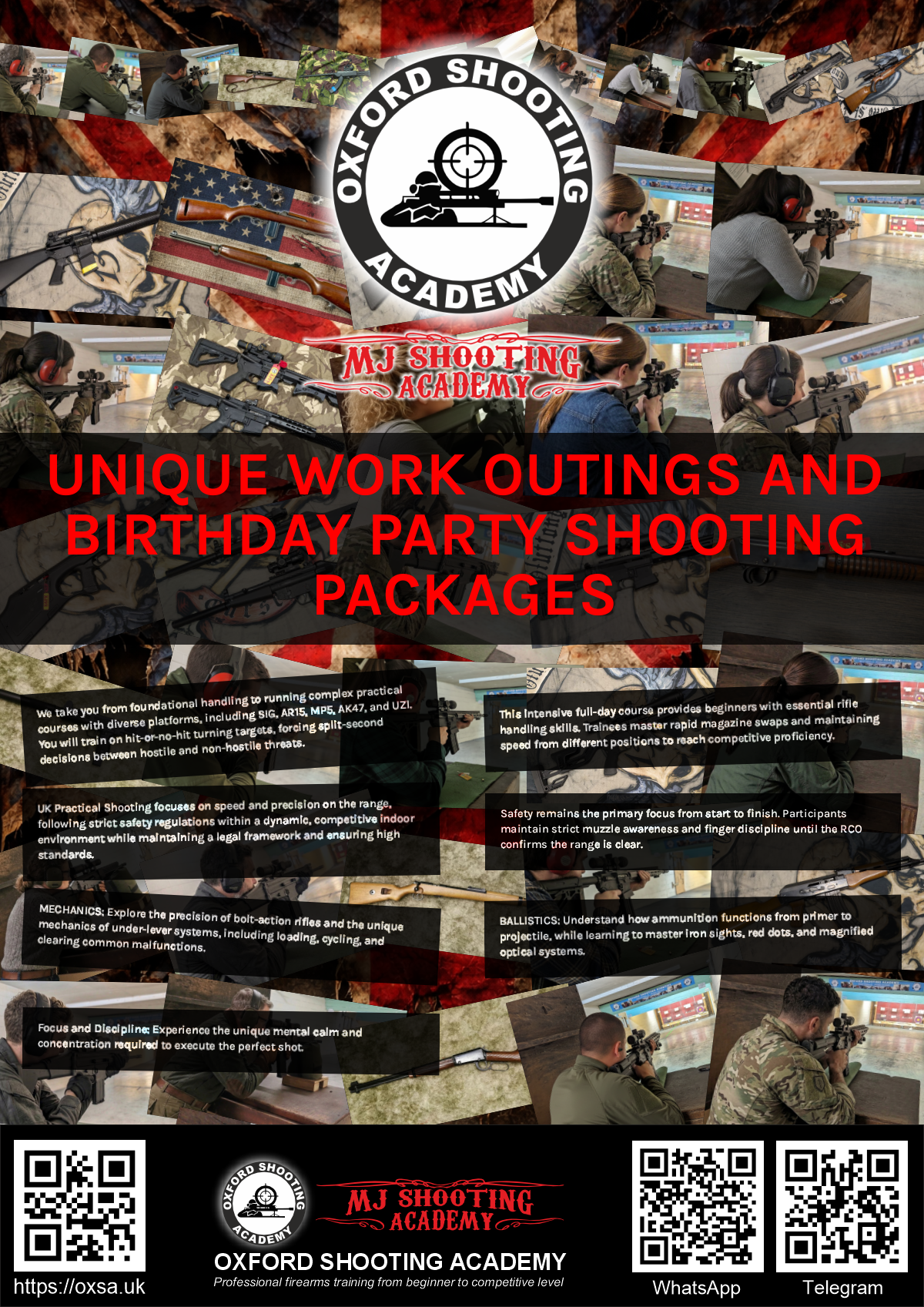 Firearms training session using various sporting firearms