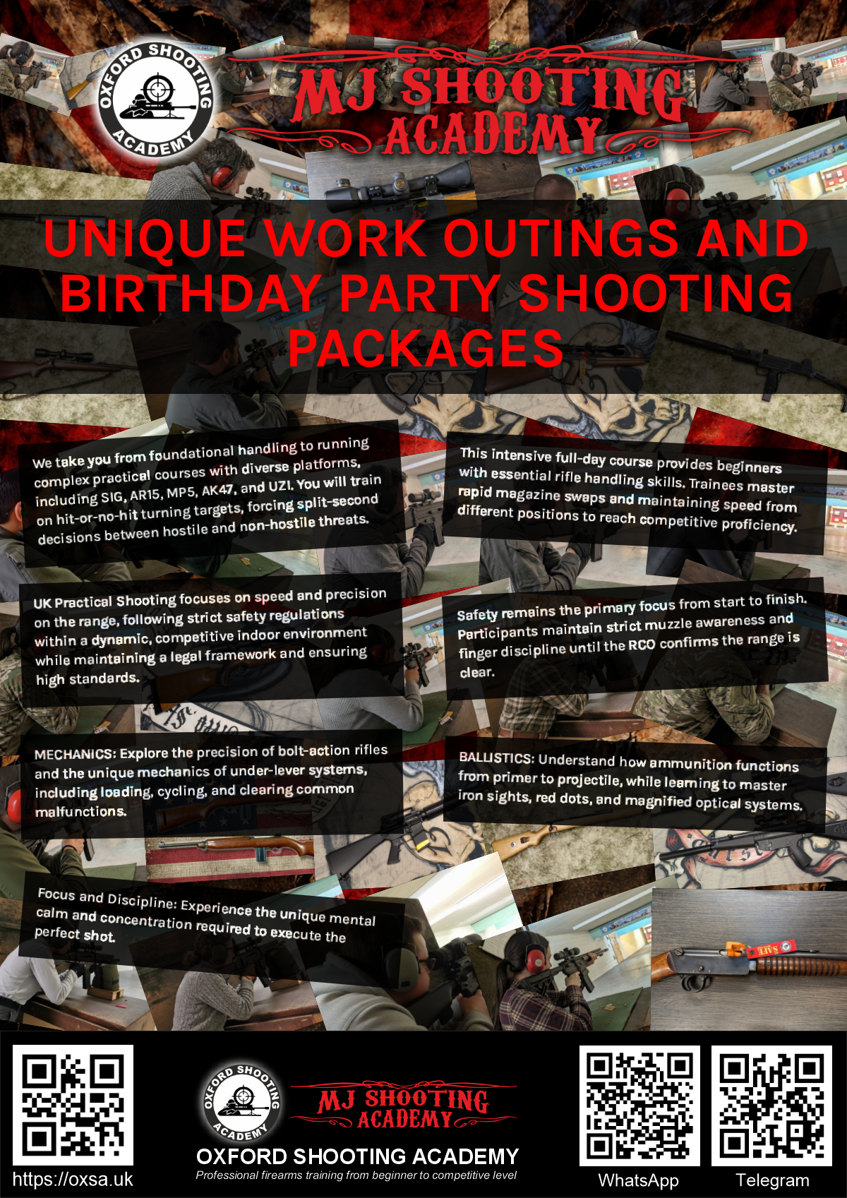 Firearms training session using various sporting firearms